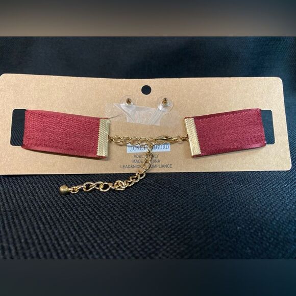 Wild Flower CHOKER NECKLACE & EARRING SET Adjustable to 15" - New w/tags - Picture 2 of 3